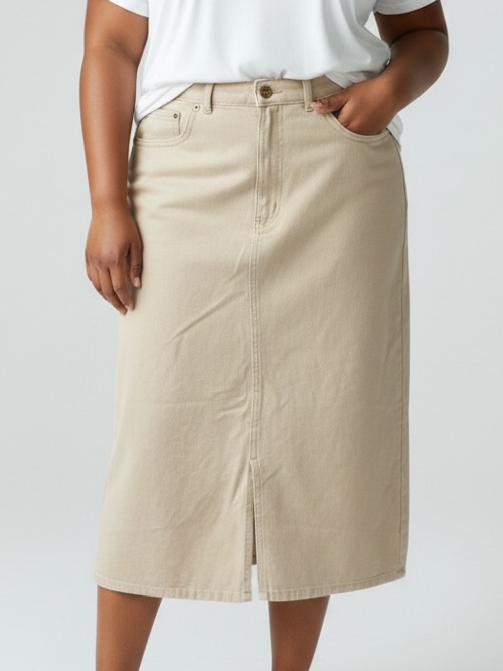 100% Cotton Eddie Bauer Cream Pencil Skirt